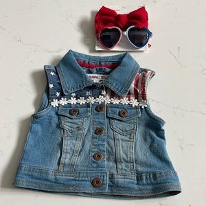 Girls 4th of July blue jean vest (size 3T)